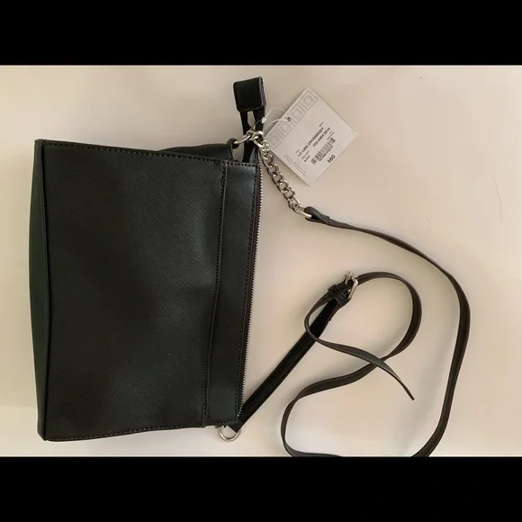 LC Liza Claiborne Black Liza Floral on Gold Tone Background Crossbody Purse - Picture 12 of 12